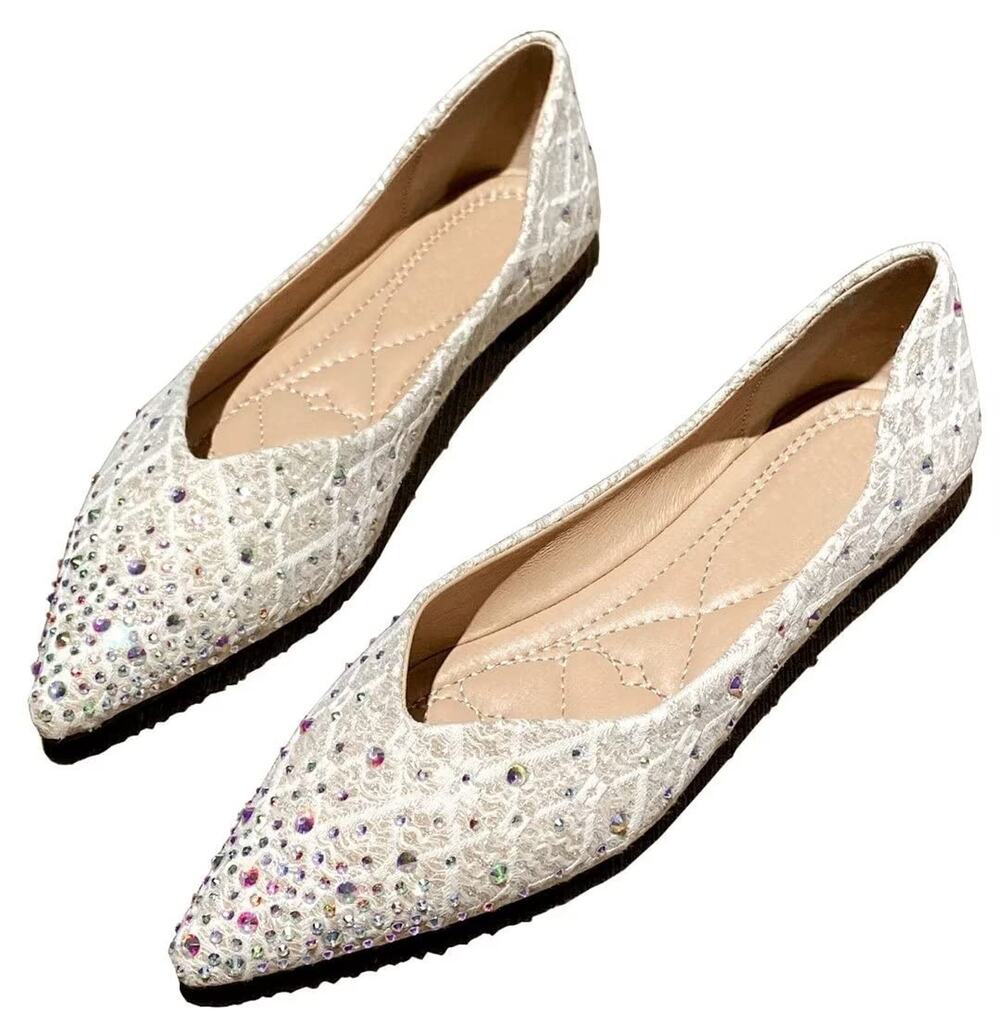 STUNNER WOMEN'S POINTED TOE FLATS SHOES APRICOT 39(7.5)